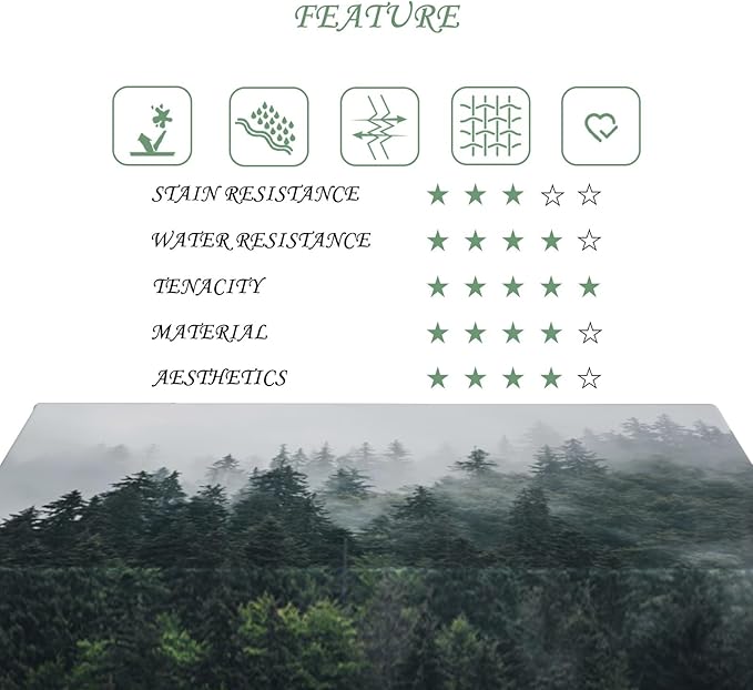 52x70 Inch Nature Rectangular Tablecloth Pine Woodland Dreamland Table Cloth Waterproof Durable Table Cover for Holiday Picnic Outdoor BBQ Decor