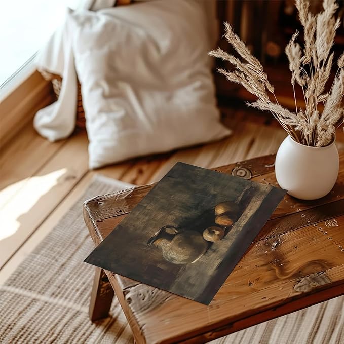 XOCUUI Farmhouse Still Life Picture Living Room - Rustic Vintage Decor for Bedroom - Peach Fruit Dining Room Moody Muted Oil Painting Art Deco Wall Art for Kitchen - 11 x 14 No Frame