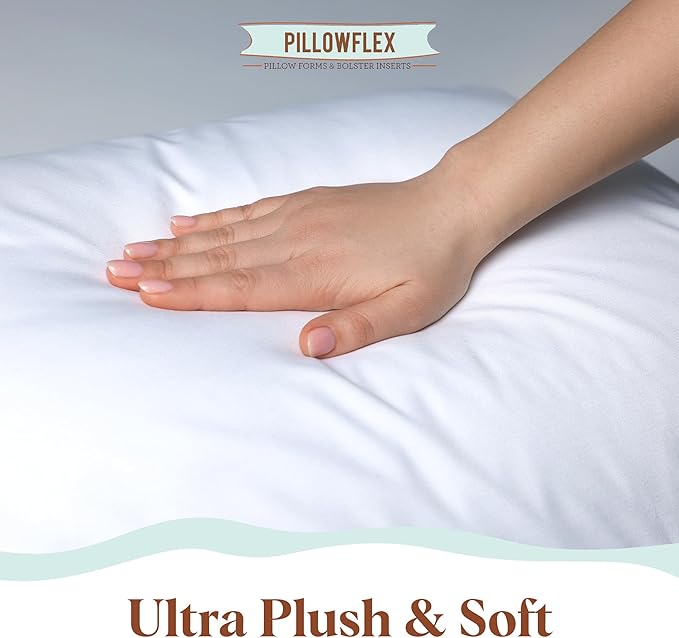 Pillowflex Synthetic Down Pillow Insert - 21x27 Down Alternative Pillow, Ultra Soft Oversized Standard Bed Sleeping Pillow, Large Rectangle Sham - 1 Decorative Pillow Form