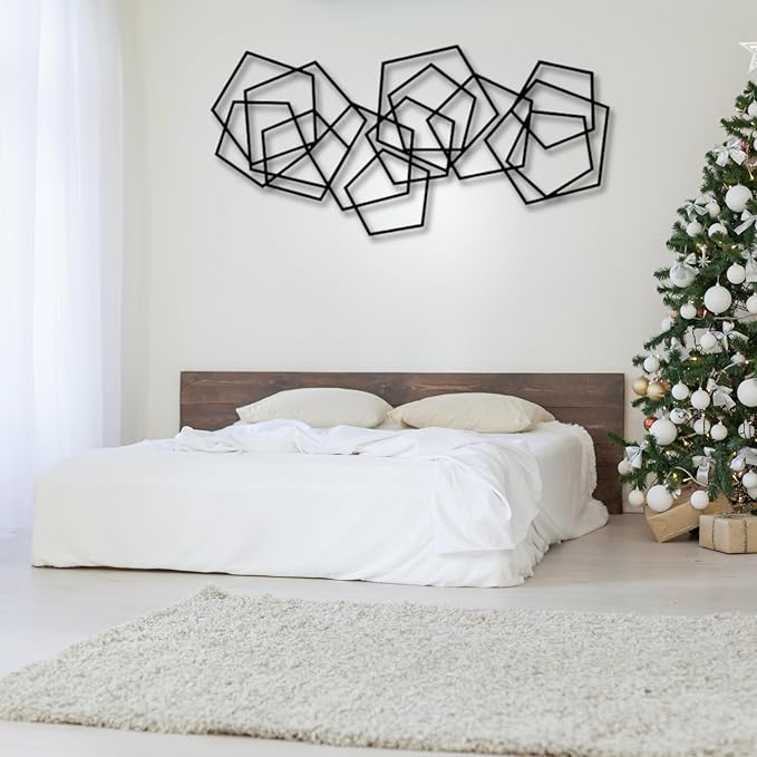 Metal Geometric Home Wall Decor ，Contemporary Minimalist Metal Wall Art, Abstract Decor for Home, Modern Sculpture for Living Room, Bedroom, Office Decoration (41"X20" / 105X51 CM)