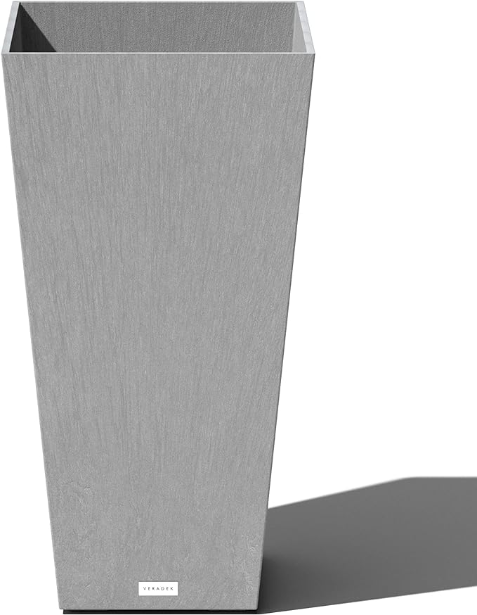 Veradek V-Resin Indoor/Outdoor Taper Planter (30 inch, Grey)