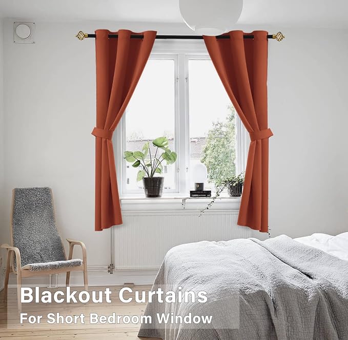 Classroom Curtains for Small Windows Short Privacy Thermal Insulated Light Blocking Blackout Curtains for Kids Boys Bedroom Bathroom Door Window,42 x 54 Inch Length