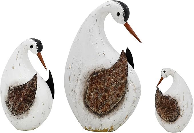 Veclotch Nautical Wood Beach Sea Bird Table Statue Decorative Seabird Figurine Handmade Sculpture Rustic Distressed Farmhosue Nautical Bird Statue Sea Ocean Coastal Home Decoration (S M L)