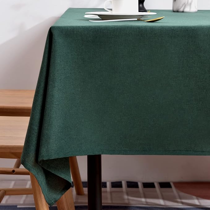BALCONY & FALCON Table Cloth for 6ft Rectangle Tables – Waterproof, Wrinkle-Free Farmhouse Tablecloth for Dining, Kitchen, Christmas Holiday Gatherings (Hunter Green, 55" x 95")