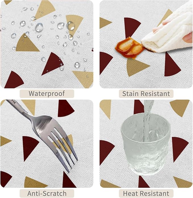 70x140inches Mid Century Tablecloth Modern Abstract Geometric Pattern Rectangle Table Cloth Waterproof Polyester Fabric Durable Table Cover for Dining Room Kitchen Picnic Party Home Decor