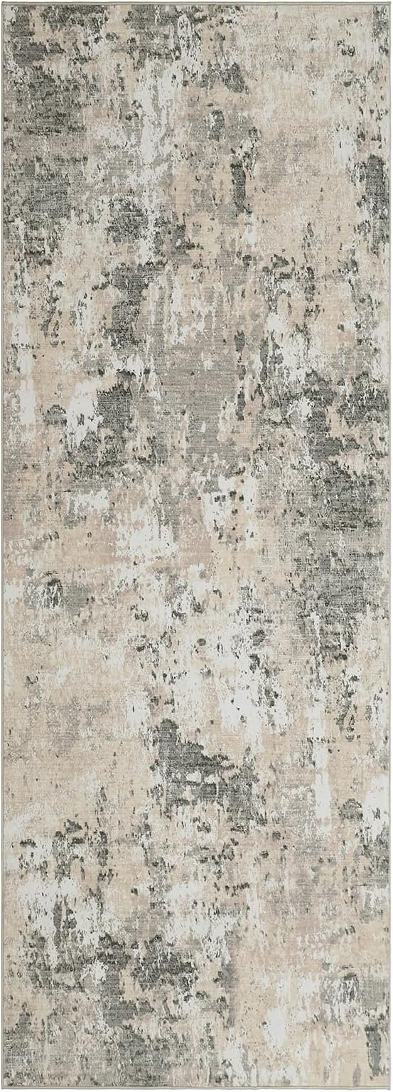 Modern Abstract 2x10 Runner Rug Washable Non Slip Stain Resistant Rug for Hallway Kitchen Bedroom Non Shedding Low Pile Indoor Floor Cover,Grey Yellow