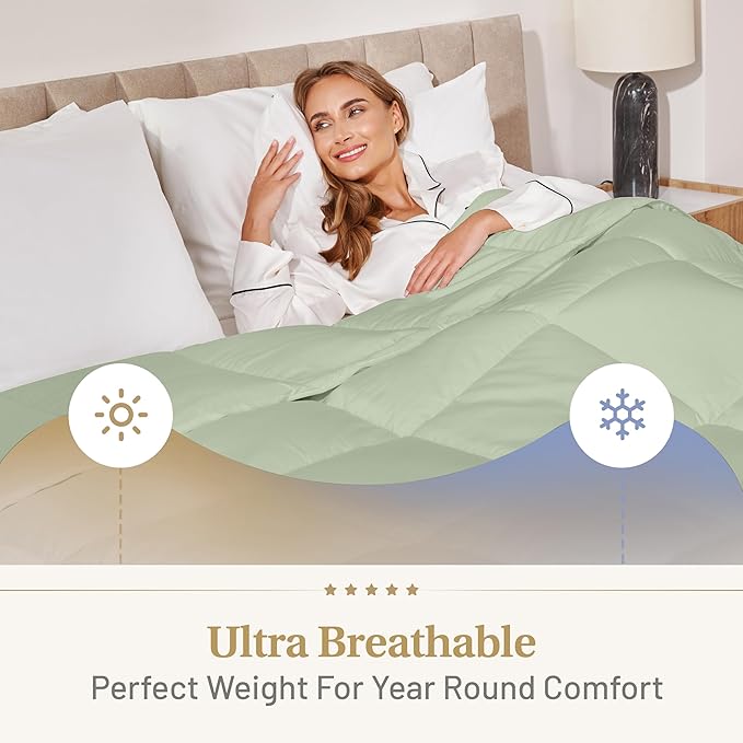 Down Alternative Comforter Twin Size - Green Comforter Fluffy All Season Winter - Luxury Breathable Light Green Comforter - Twin Sage Green 68x86 inches