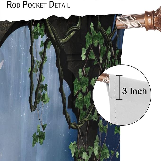 Gothic Castle Arch Blackout Curtains, Mid Century Balcony and Doves Vintage Style Rod Pocket Window Drapes, for Living Room Bedroom 21(W)*45(L) 2 Panels