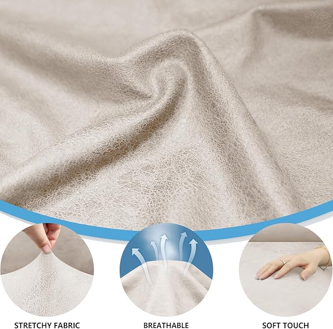 Loveseat Covers 6-Pieces Loveseat Recliner Cover 2 Seater Cover for Reclining Loveseat Cover Leather Look Recliner Slipcovers with Pockets Spandex Furniture Covers(Recliner Loveseat, Beige)