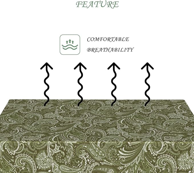 54x108 Inch Paisley Rectangular Tablecloth Vintage Country Green Floral Table Cloth Bohemian Washable Durable Table Cover for Dining Banquet Home Indoor Decor
