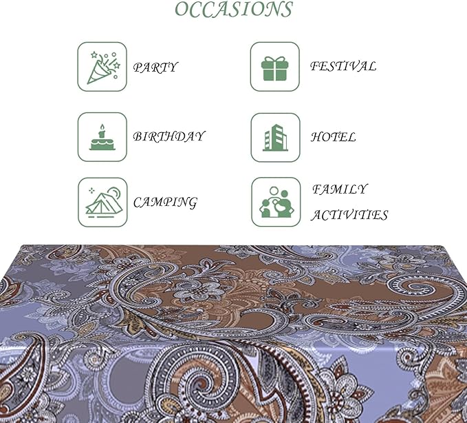 60x102 Inch Paisley Floral Rectangular Tablecloth Vintage Boho Flower Table Cloth Bohemian Washable Durable Table Cover for Dining Banquet Garden Patio Decor