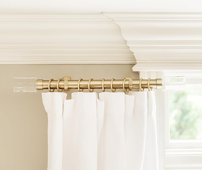 BlastHome® Luxury Curtain Rings - Premium Metal with Quiet, Smooth Nylon Inserts - Pinhooks and Clips Included - 1 1/2" Inside Diameter - 9 Rings for One Standard Curtain - Brushed Gold