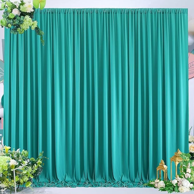 10ft x 10ft Wrinkle Free Turquoise Backdrop Curtains for Parties, Polyester Photo Backdrop Drapes 2 Panels 5x10ft for Wedding Mermaid Birthday Photography Background Party Backdrop
