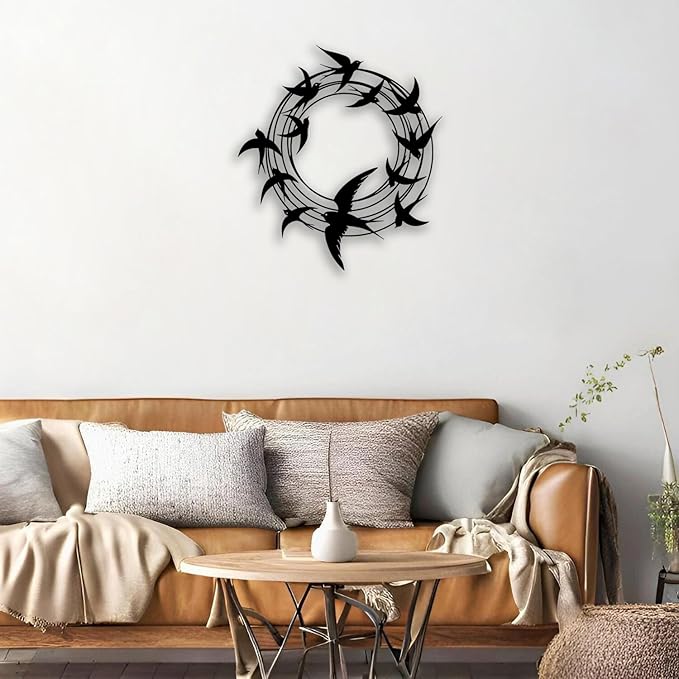 OPTYBVFD Flying Birds Metal Wall Decor - Room Decor Wall Art Home Decor for Living Room, Bedroom, Office，Outdoor, Courtyard (Black)
