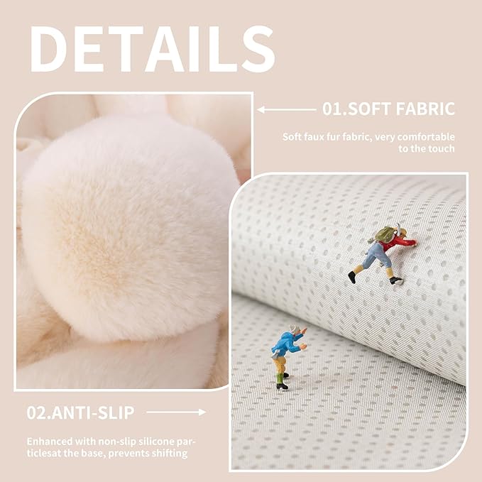 Faux Fur Couch Cover, Soft Warm Plush Sofa Couch Cover, Non Slip Sectional Sofa Slipcovers for L Shaped, Washable Furniture Protector for Kids, Dogs(Beige White, 36"x 47")