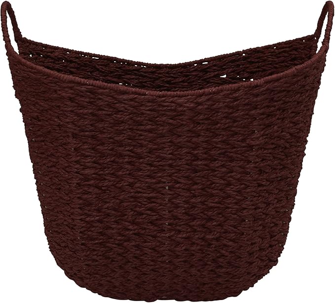 Household Essentials Paper Rope Basket with Handles, Natural Woven Woven Storage Basket, Great for Decoration or Organization