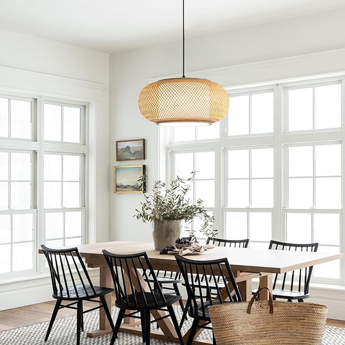 Bamboo Light Dining room light japanese Pendant Light Country style Ceiling Hanging Light Beige Bohemian Antique Lantern Applicable for Kitchen Island Teahouse Living Room bedroom Sushi Restaurant
