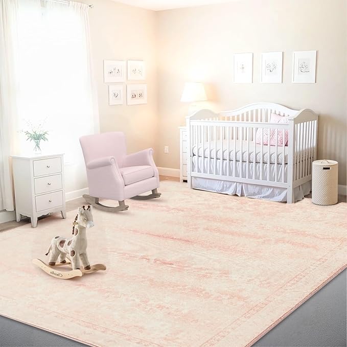 Istana 9x12 Area Rug - Pink 9 x 12 Area Rugs for Living Room - Foldable 9x12 Rugs for Bedroom/Living Room Rug -Stain Resistant Washable Rugs - Eco-Friendly Area Rugs