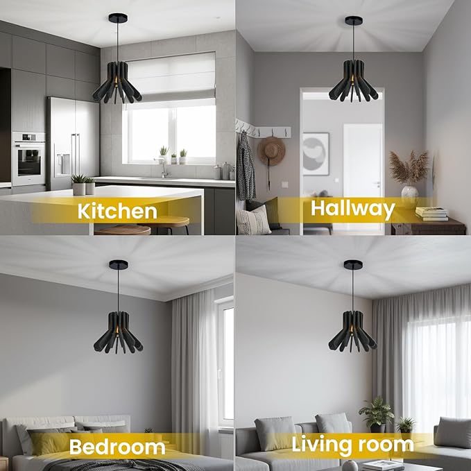 Pendant Light with Felt Lampshade, Modern Hanging Lamp Fixture, DIY Acoustic Pendant Light Chandeliers for Kitchen Island, Living Room, Dining Room, Bedroom, Office (D13.7"x10.2")