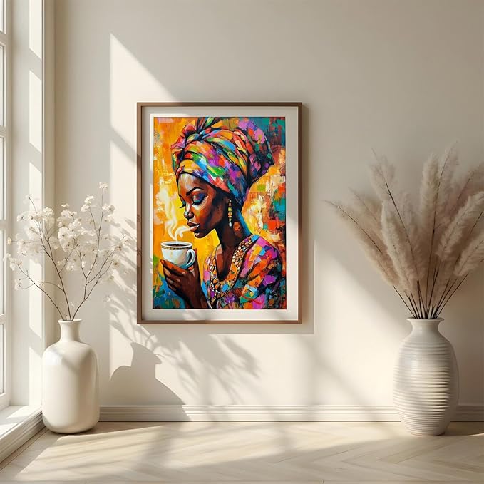Eeuqiauot African American Women Canvas Wall Art Colorful Graffiti Afro Girl Painting Black Girl Canvas Print Modern Abstract Aesthetic Pictures for Living Room Bedroom 12x16inch Unframed