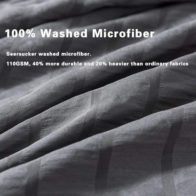 AveLom Queen Duvet Cover Set, 3 Pieces - 90 x 90 in, Dark Gray Microfiber with Zipper and Ties