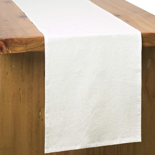 Letjolt White Table Runner 108 Inches Rustic Table Runner Cotton Plain Table Decor