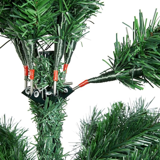 Yaheetech 7.5ft Pre-lit Spruce Artificial Hinged Christmas Pine Tree Prelighted Holiday Xmas Tree for Home Party Decoration with 550 Warm White Lights and 1354 Branch Tips, Green