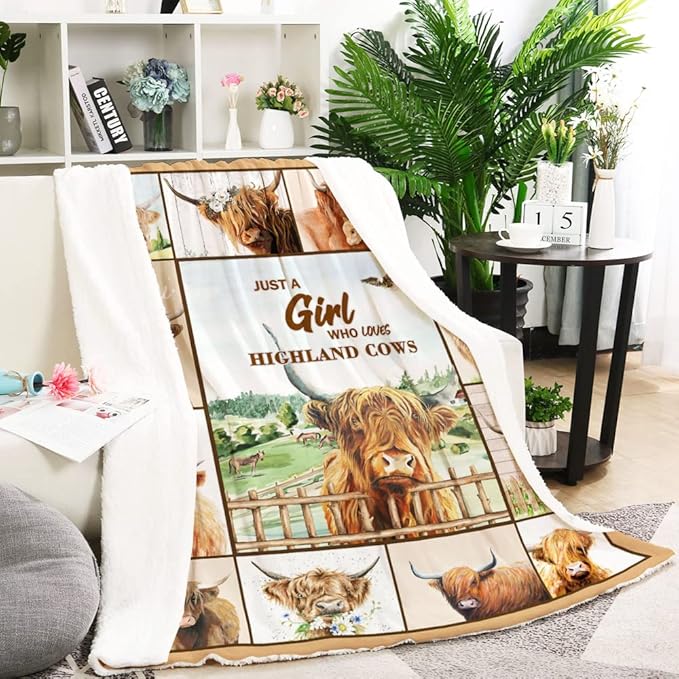 Highland Cow Throw Blanket, Cow Lovers Gift, Sofa Decor, 50" x 60"