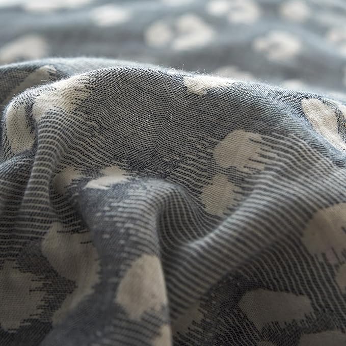 mixinni Leopard Duvet Cover King Size, Premium Yarn-Dyed Jacquard Cotton Duvet Cover with Grey Leopard Print, Farmhouse Bedding Set with 2 Pillowcases Perfect for Him and Her-(King Size, Grey)
