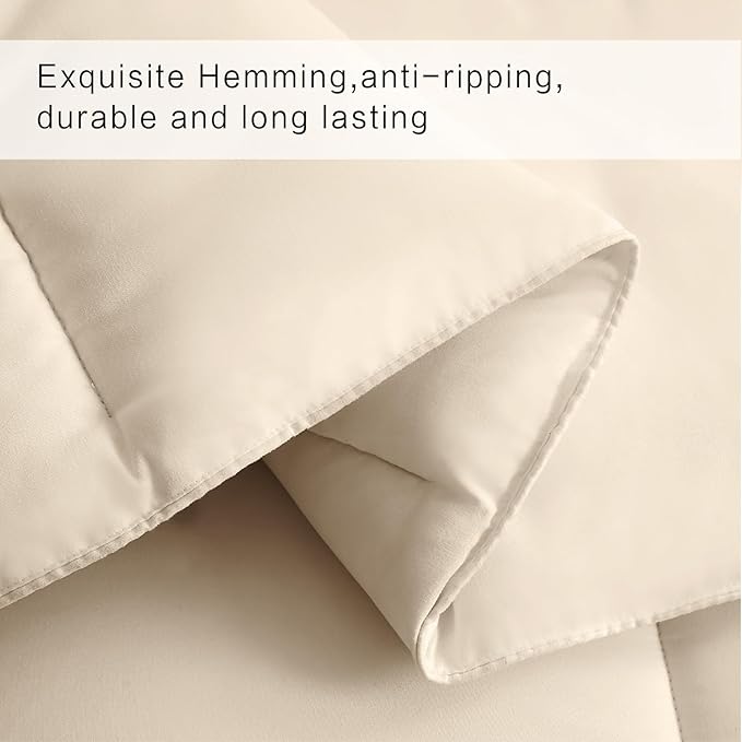 COHOME Quilted Oversized King Size Comforter - All-Season Down Alternative Duvet Insert - Luxury Hotel Winter Warm Beige Comforter with Anti-Clump Tech & 8 Tabs- Reversible（98"x116"）