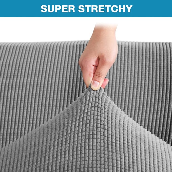 Flamingo P Stretch Armless Futon Covers - Full Queen Futon Couch Covers Slipcover - Soft Thick Jacquard Washable, Dove