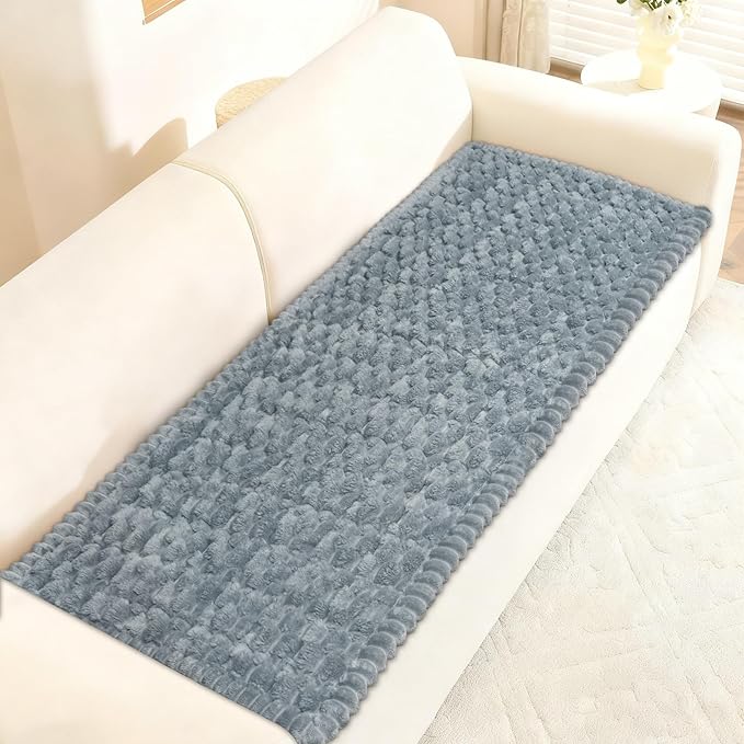 Cekene Turtle Velvet Couch Covers Washable Non-Slip Couch Cushion Covers Fuzzy Sofa Cover for Dogs (Grey,27.6" x 70.9")