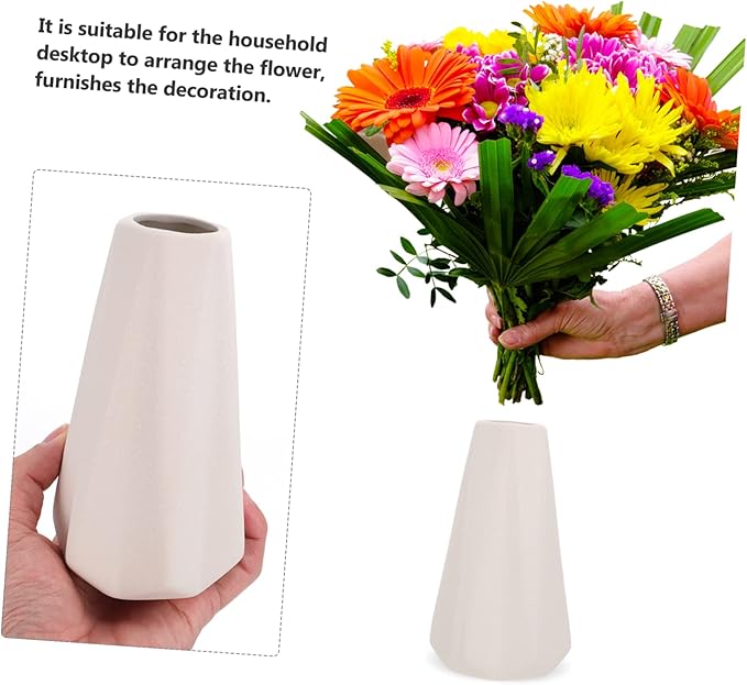 Cabilock White Ceramic Vase Modern Chic Porcelain Flower Pot for Home Office Balcony Decor Simple Elegant Floral Planter