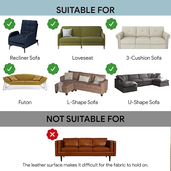 %100 Cotton Couch Cover - Perfect for L-Shape, U-Shape & Sectional Sofas, Washable Couch Cover, Extra Large Sofa Cover, 3, 4 Seater Slip Cover (Cream, 91x108 inches - 230x275 cm)