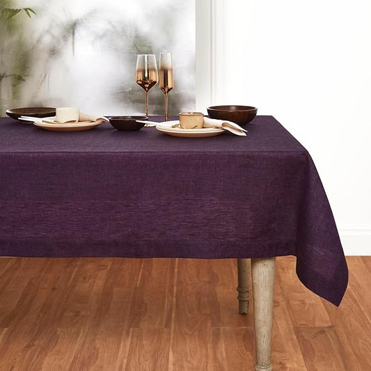 Solino Home Linen Tablecloth 60 x 132 Inch - 100% Pure Linen Grape Table Cloth for Rectangular Tables - Athena, Machine Washable Cloth Tablecloth for Fall, Autumn, Thanksgiving, Christmas