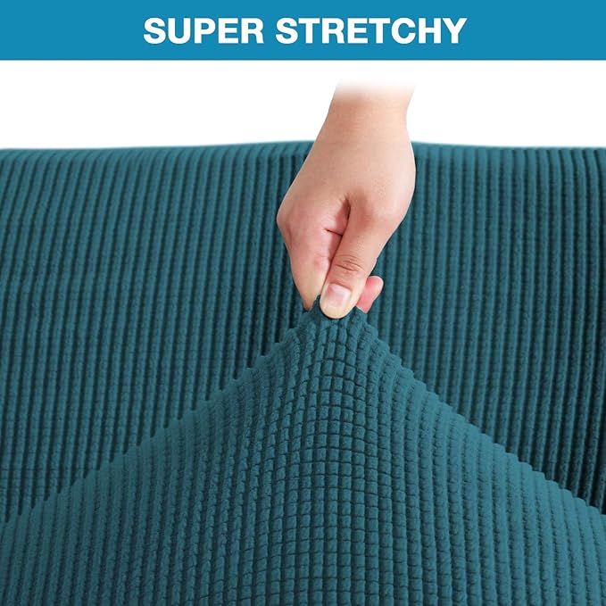 Flamingo P Stretch Armless Futon Covers Full Queen Futon Couch Covers Slipcover Futon Sofa Cover Futon Bed Cover Furniture Protector Covers with Elastic Bottom, Soft Thick Jacquard Washable, Deep Teal
