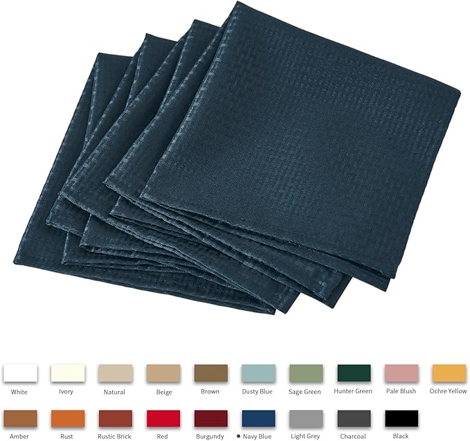 maxmill Cloth Napkins Weaved Texture Pattern Soft Comfortable and Luxury Serviette for Restaurant Family Dinners Weddings Parties and Banquets Set of 4 Pieces, 20 x 20 Inch Navy Blue