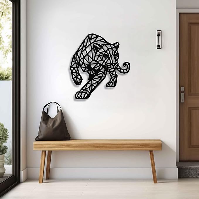 Geometric Animal Metal Wall Art – Modern Polygon Style Metal Wall Decor for Home, Living Room, or Office, Minimalist Wildlife Wall Sculpture, Black Steel Design (Style-5)