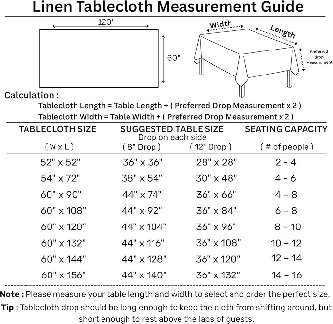 Solino Home Linen Tablecloth 60 x 120 Inch - 100% Pure Linen Blue Denim Table Cloth for Rectangle Tables - Athena, Machine Washable Tablecloth for Christmas, Thanksgiving