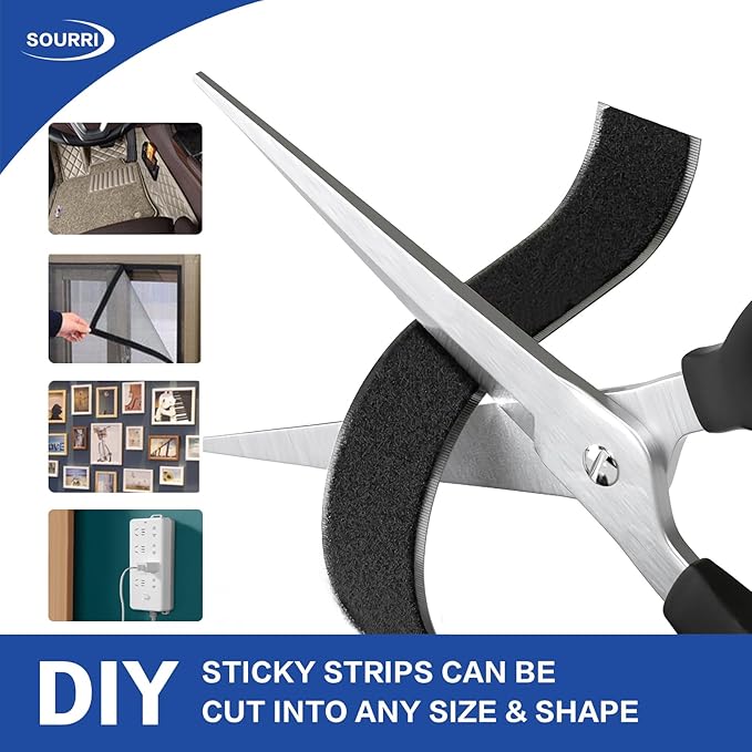 SOURRI 1 Inch x 82 Feet Hook and Loop Tape Sticky Back Fastener Roll, Nylon Self Adhesive Heavy Duty Strips Fastener for Home Office School Car and Crafting Organization