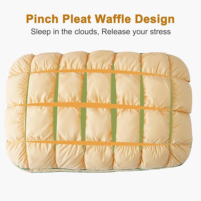YOUR MOON Fluffy Support Bed Pillow Queen Size, Super Soft Premium Down Alternative Filling for Sleeping, Luxury Hotel Quality Bed Pillows for Side Sleeper (Yellow)