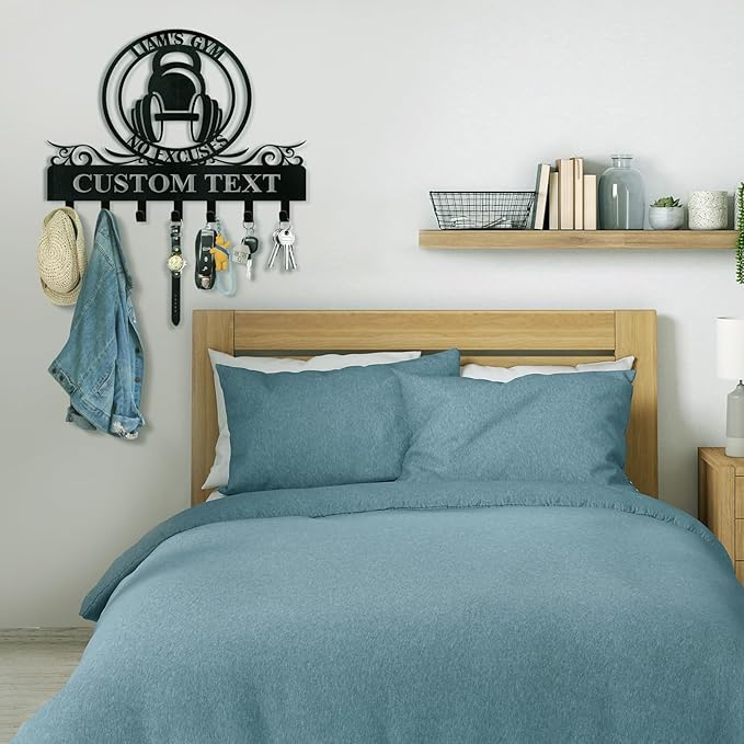 Personalized Key Holder for Wall - Custom Weightlifting Coat Rack Wall Hanging with Name, Metal Key Holder Hooks Organizer Rack, Home Gym Decor, Key Hanger for Gym Doorway Office