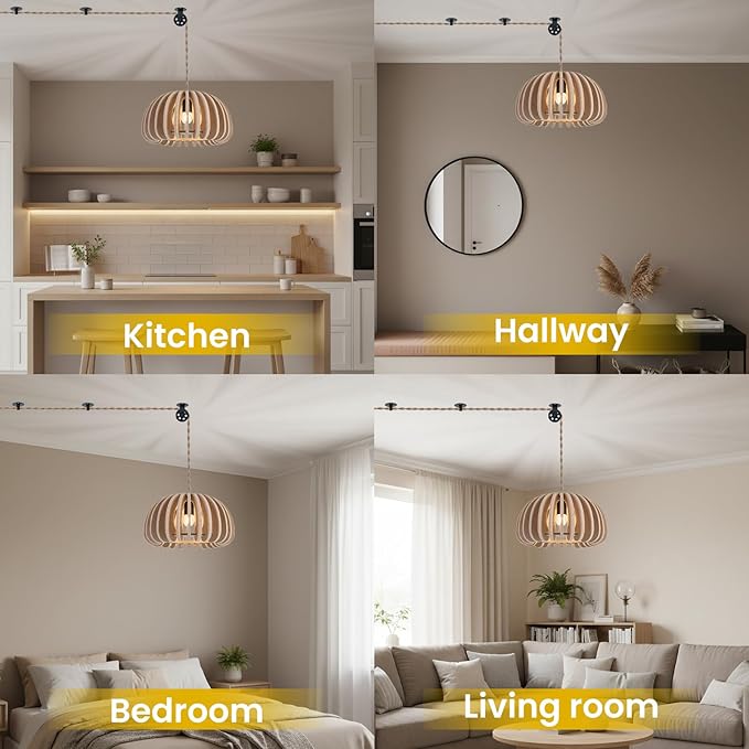 Pendant Light with Felt Lampshade, Modern Hanging Lamp Fixture, DIY Acoustic Plug-in Pendant Light for Kitchen Island, Living Room, Dining Room, Bedroom, Office (D13.7"x7.8")