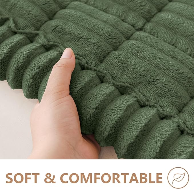 Smiry Couch Cover for Dogs Washable, Non Slip Fuzzy Pet Couch Covers for 3 Cushion Sofa Pet Friendly, Thick Soft Sofa Slipcovers Cushion Protector (Dark Green, 27.6" x 82.7")
