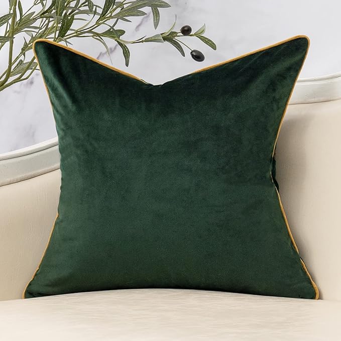 Yangest Green Twigs Throw Pillow Cover Branches Velvet Cushion Case Neutral Pillowcase for Sofa Couch Bedroom Living Room Home Decor,18x18 Inch