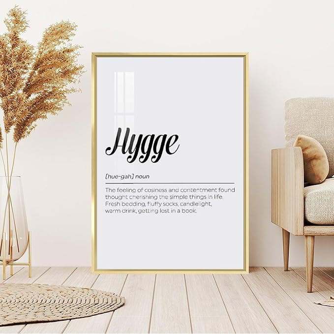 Hygge Definition Print, Family Poster, Bedroom Printable Wall Art, Living Room Typography Quote, Home Decor Poster Wall Art Bedroom Decor Office Room Kitchen Decor Aluminum Gold-style 12x16inch(30x40