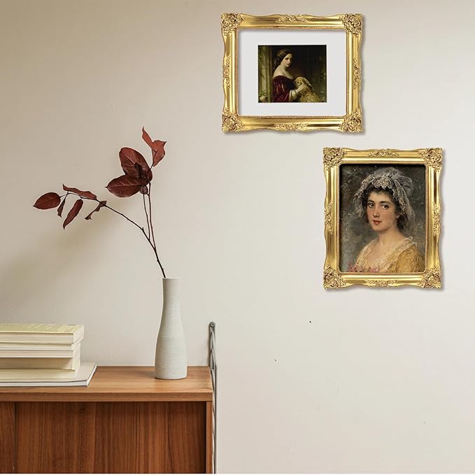 8x10 Picture Frame Gold Vintage Picture Frames Baroque Antique Ornate Victorian for Wall or Tabletop Display, Fits 8x10 or 5x7 Photo with Mat
