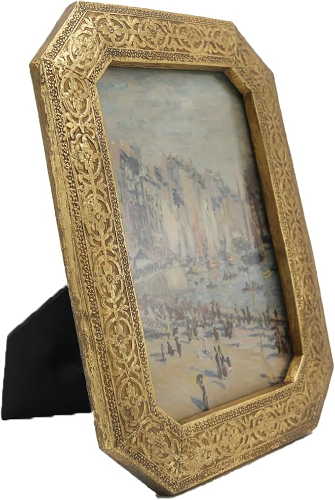 4x6 Vintage Picture Frame - Gold Antique Frame 4x6, Ornate Frames 4 X 6 With Glass Front For Tabletop Photo Display And Wall Hanging, Victorian Poster Frame 4 By 6 Vintage Wall Decor