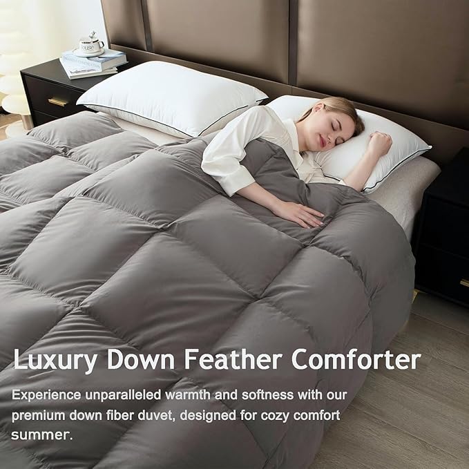 Luxury Down Feather Comforter Ultra Oversized King-Bed Comforters Duvet Insert-Soft Hotel Collection Duvets- Oversized King Size(120" X 98”)