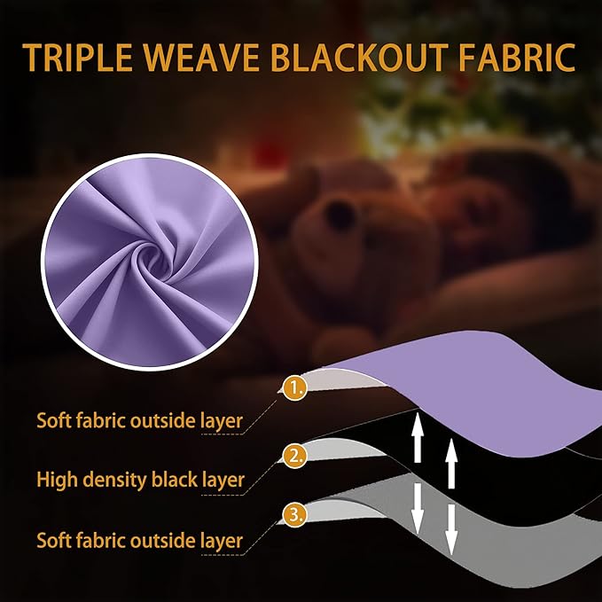KOUFALL Lilac Purple Curtains 84 Inch Length for Girls Bedroom,2 Panels Set Room Darkening Blackout Kids Curtains for Toddler Princess,Violet Lavender